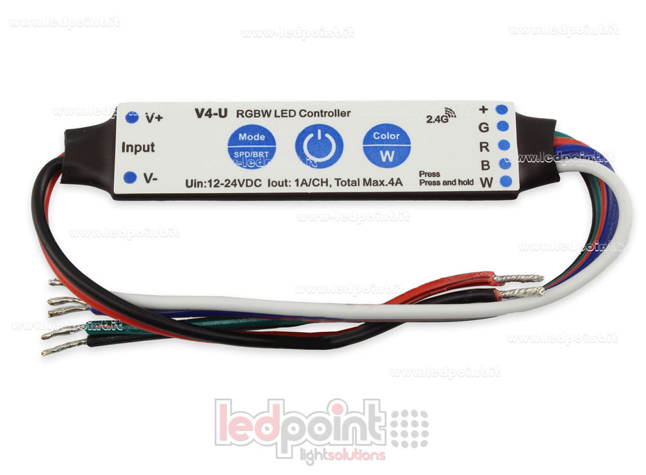 Ricevitore controller mini RGBW 12/24V, 4ch 75W SK-V4-U Ricevitore controller mini RGBW 12/24V, 4ch 75W SK-V4-U