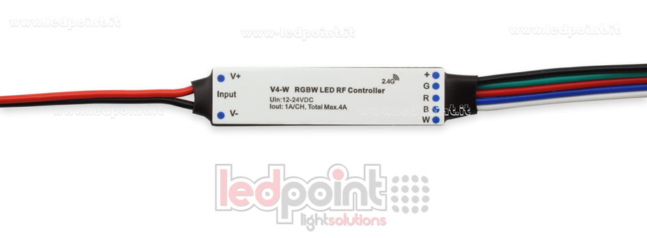 Receptor controlador mini RGBW 12/24V, 4ch*1A, max 75W, RF 2.4GHz SK-V4-W