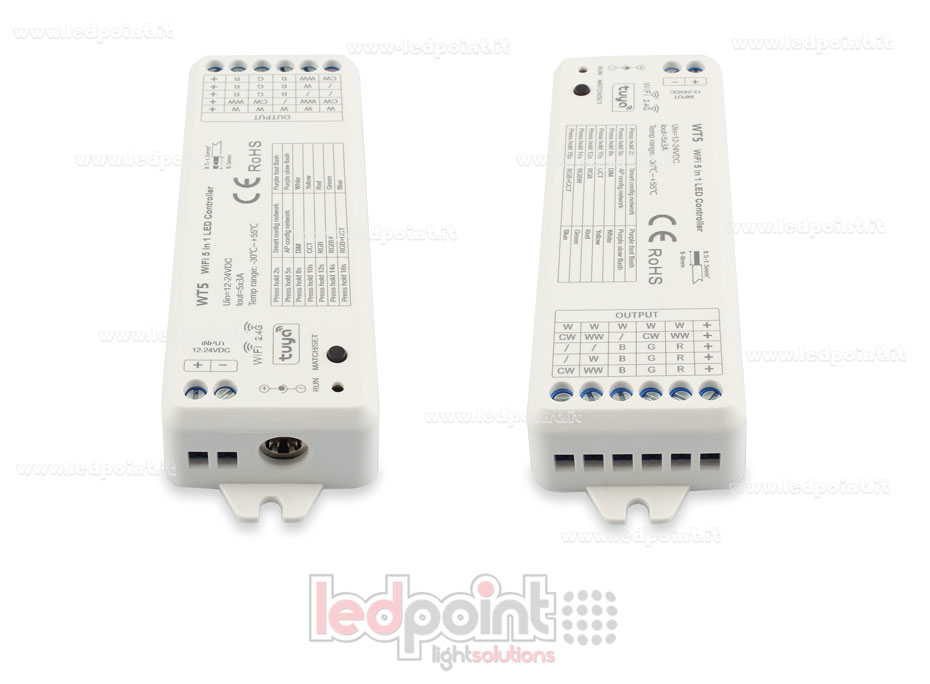 Controlador Wifi y RF 2.4G, RGB+CCT, RGBW, RGB, CCT y monocromático SK-WT5