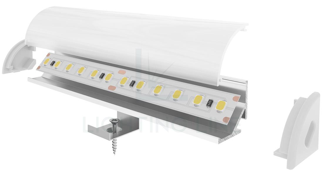 Perfil en aluminio para tiras de led PR-AN03-08