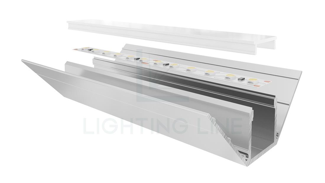 Perfil en aluminio para tiras de led PR-DW02-03-S2