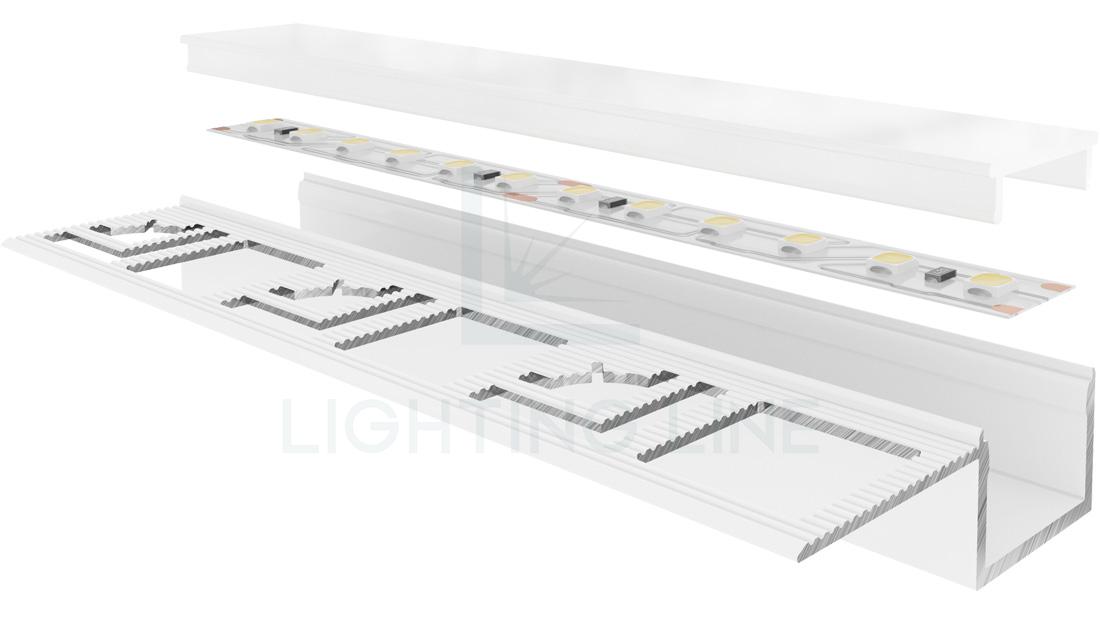 Perfil en aluminio para tiras de led PR-DW15-03-W3