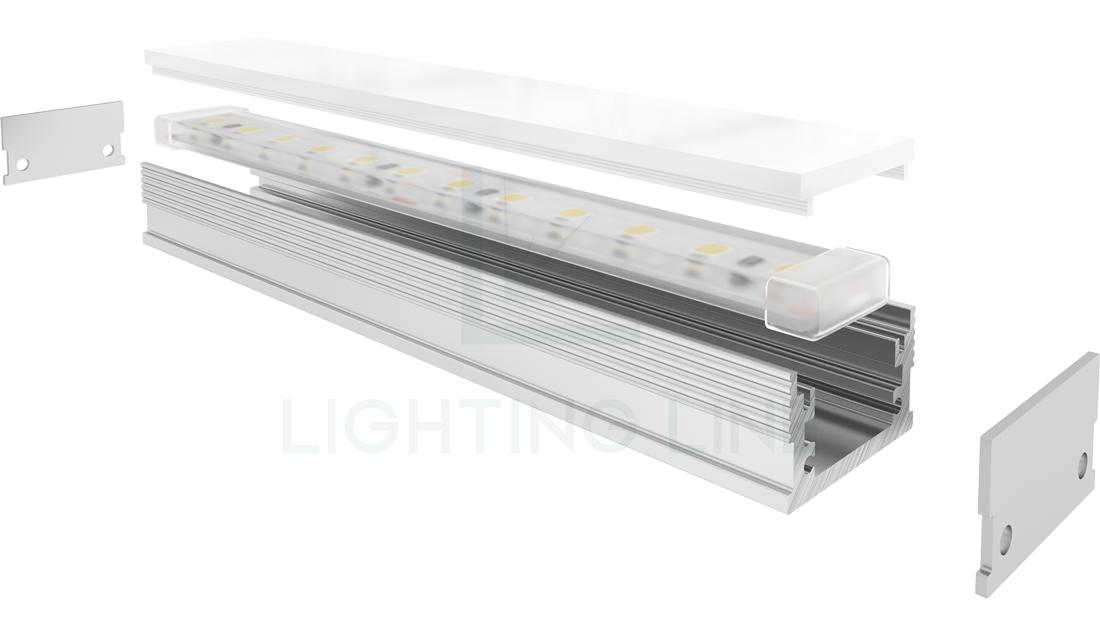 Perfil en aluminio para tiras de led PR-FL01-21-S2