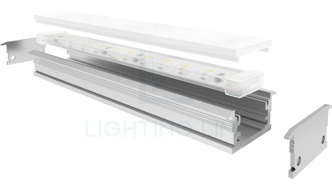 Perfil en aluminio para tiras de led PR-FL03-21-S2