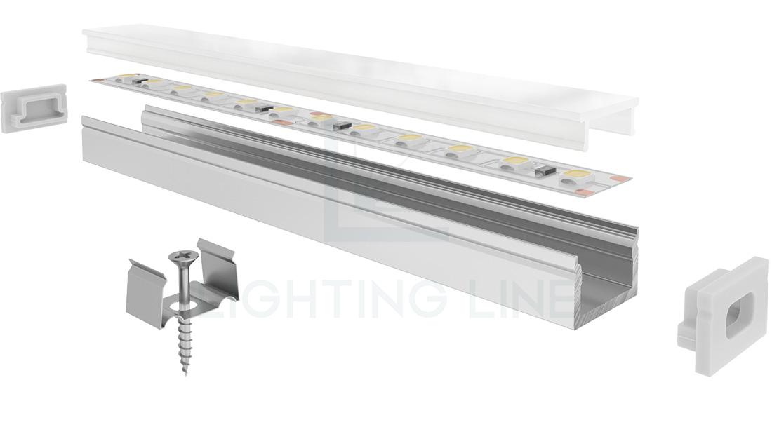 Perfil en aluminio para tiras de led PR-SL12-16
