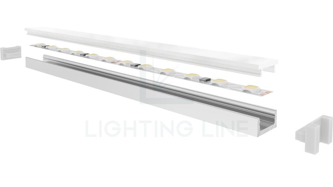 Perfil en aluminio para tiras de led PR-SL13-02 Perfil en aluminio para tiras de led PR-SL13-02