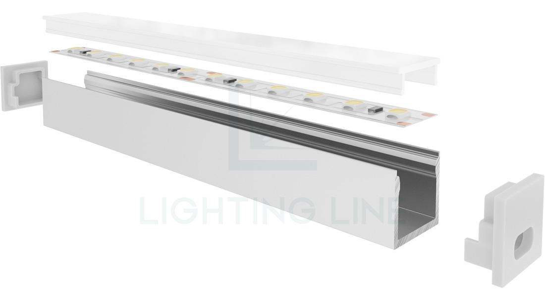 Perfil en aluminio para tiras de led PR-SL14-16 Perfil en aluminio para tiras de led PR-SL14-16