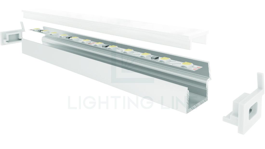 Perfil en aluminio para tiras de led PR-SL16-16 Perfil en aluminio para tiras de led PR-SL16-16